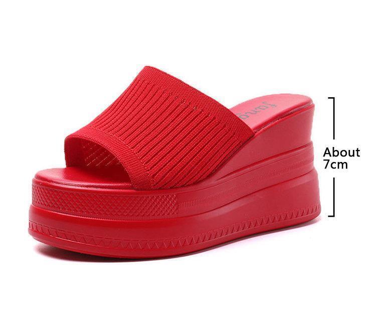 Womens Casual Peep Toe Sandals Wedge High Heels Summer Platform Slippers Shoes