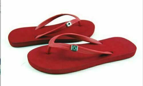 Red Cozy Flip Flops For Women/ Changeable Crystal Ornament Base ~ Choose Size