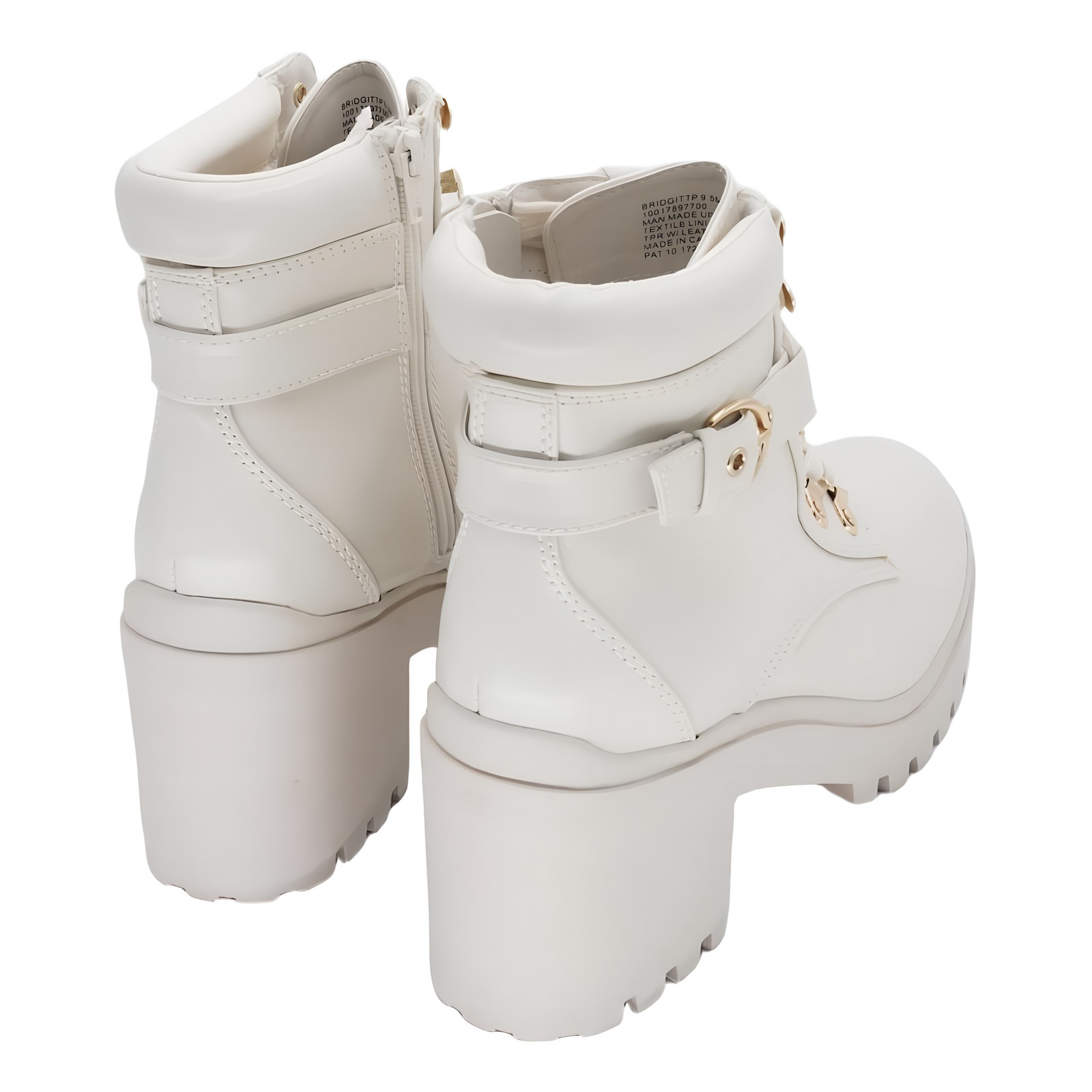Wild Pair Bridgitt Lace-Up Side-Zip Lug-Sole Booties Bone Off-White 9.5M