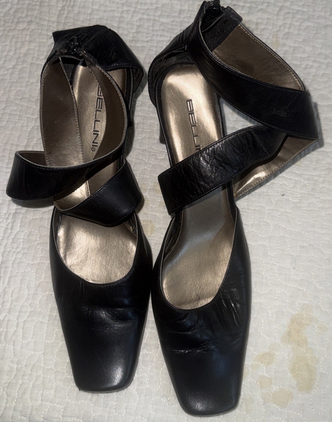 bellini shoes Women’s Heel 3.5” Black Size 11M Straps Closed Toes Leather Upper