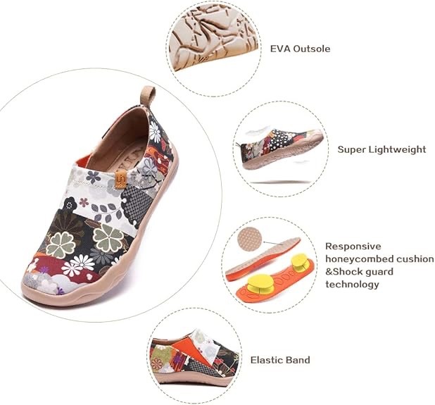 UIN Women’s Casual Loafers Travel Painted Walking Slip On Lightweight, Hana 10.5