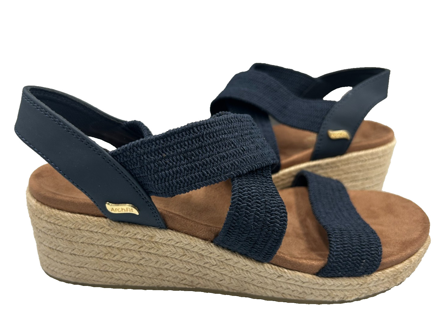 Skechers Women’s Martha Stewart Arch Fit Beverlee Sandals Tan/Navy Size:7 109Y