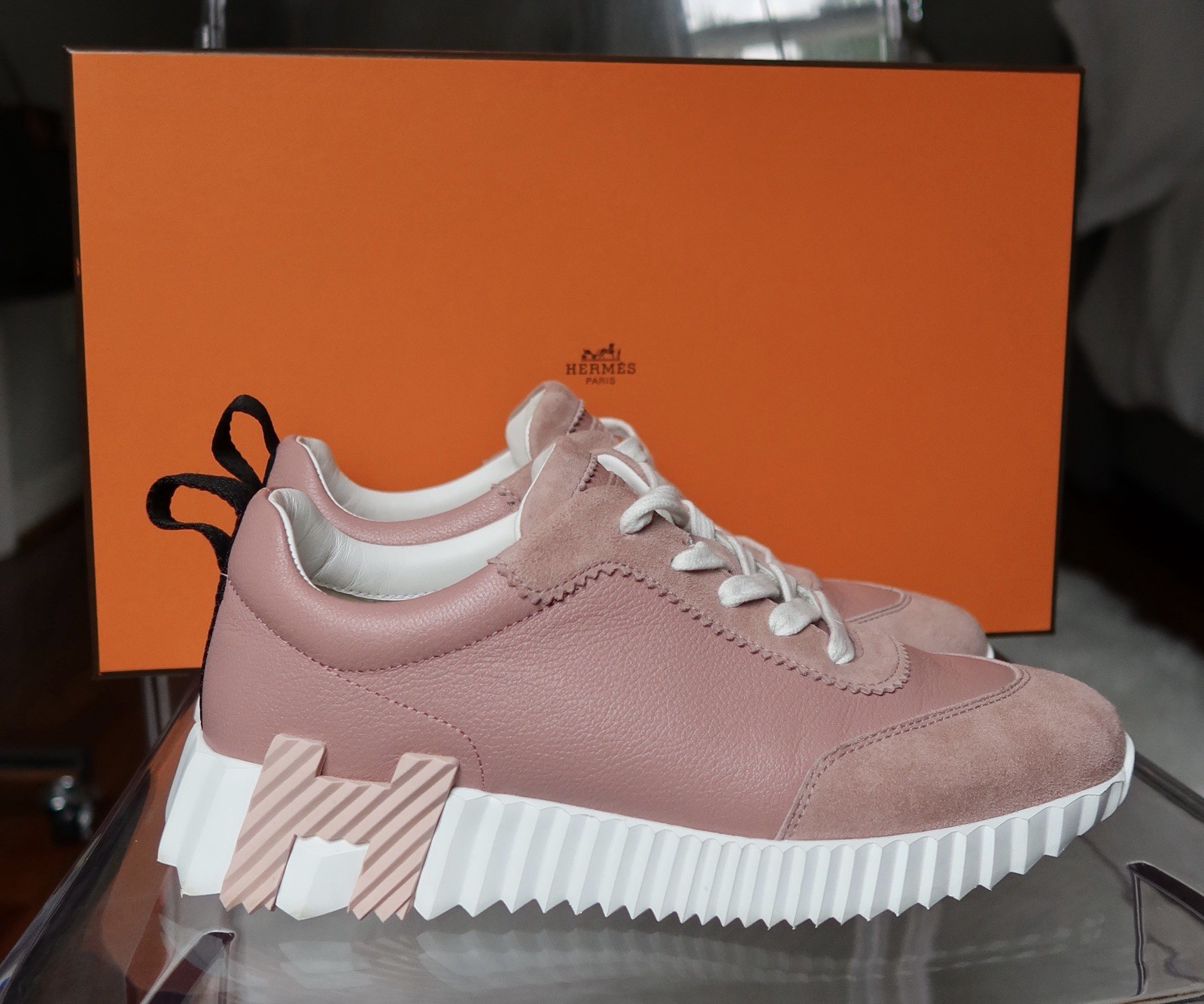 Hermes Women’s Bouncing Pink Sneakers Size US 6 EU 36