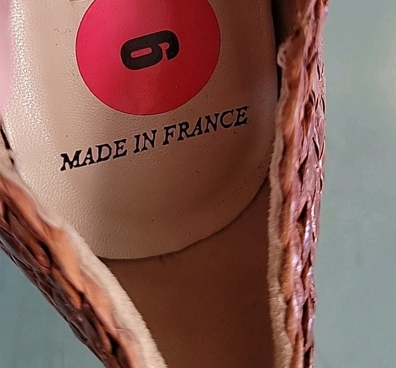 NWOB Bally Vtg Woven Brown Leather Heels Womens 3.5 – US 6 Made In France