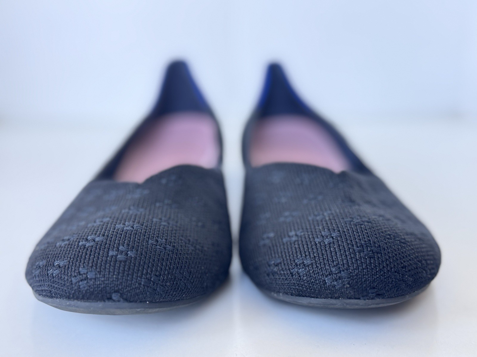 rothy’s the daily flat floral textured knit black flats shoes size 12