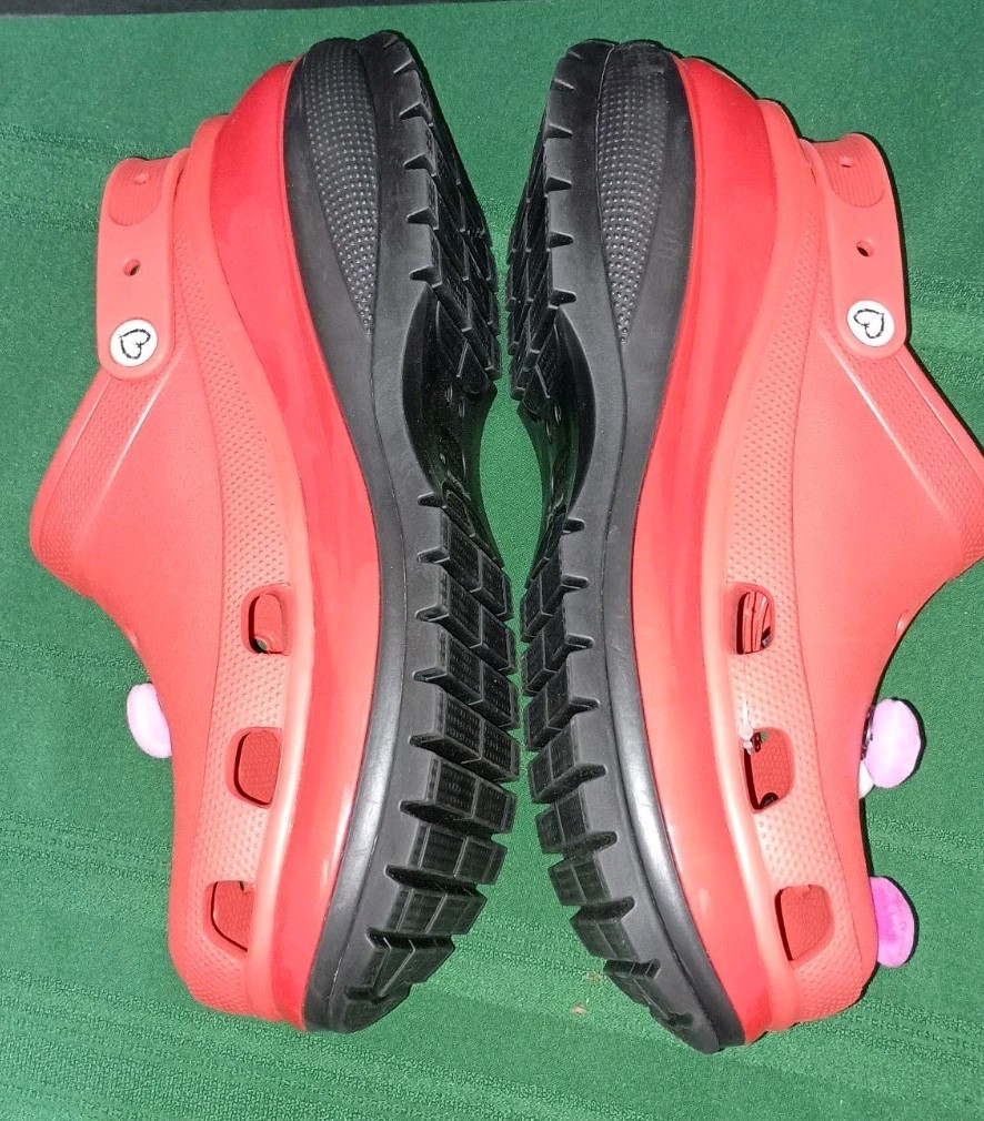 Limited Edition Karol G Red Flamboyant Crocs Mens 12 Missing Heart NW Drag Queen
