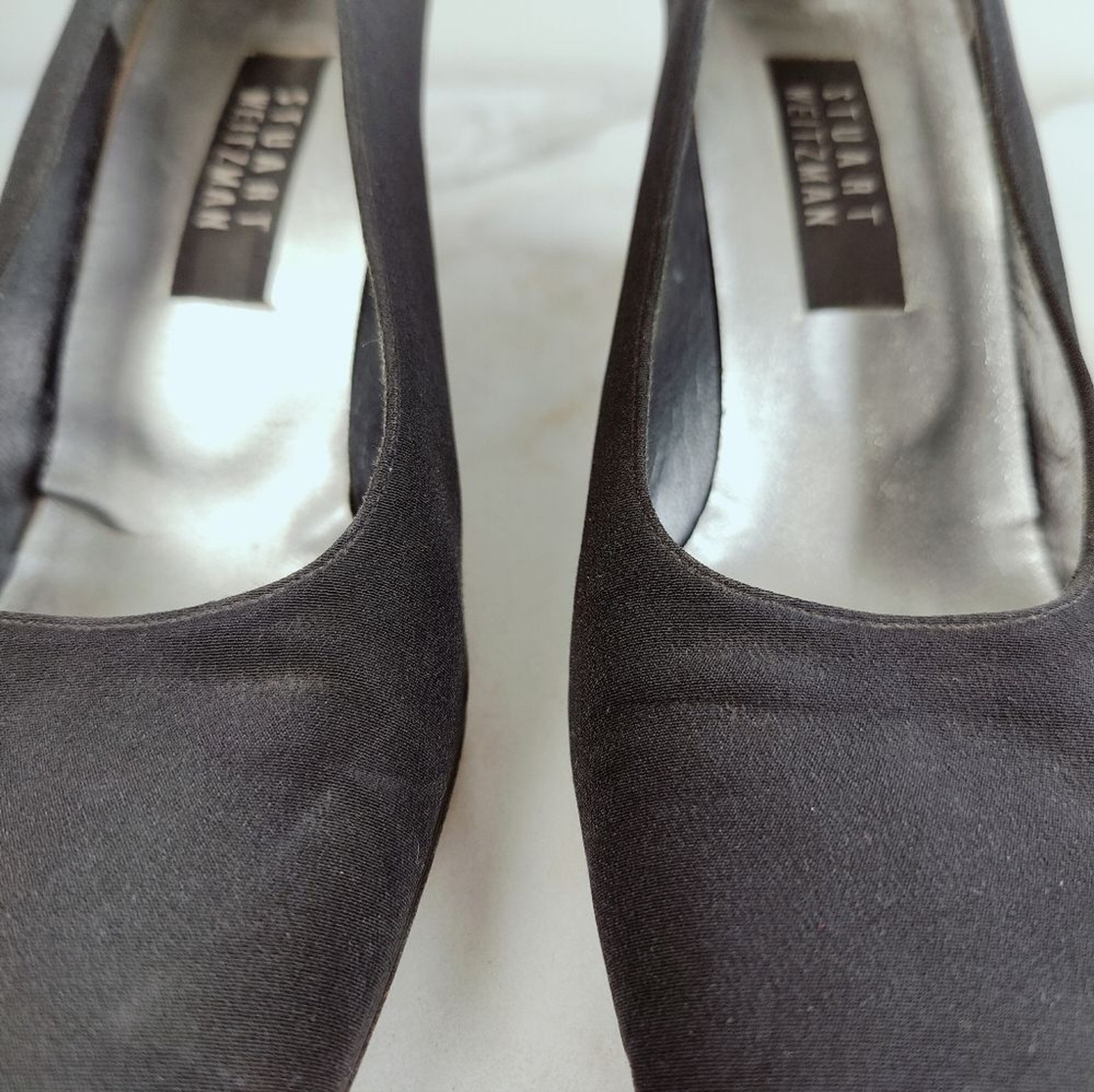 VTG Stuart Weitzman Black Fabric Covered Round Toe Pumps, Sz 10
