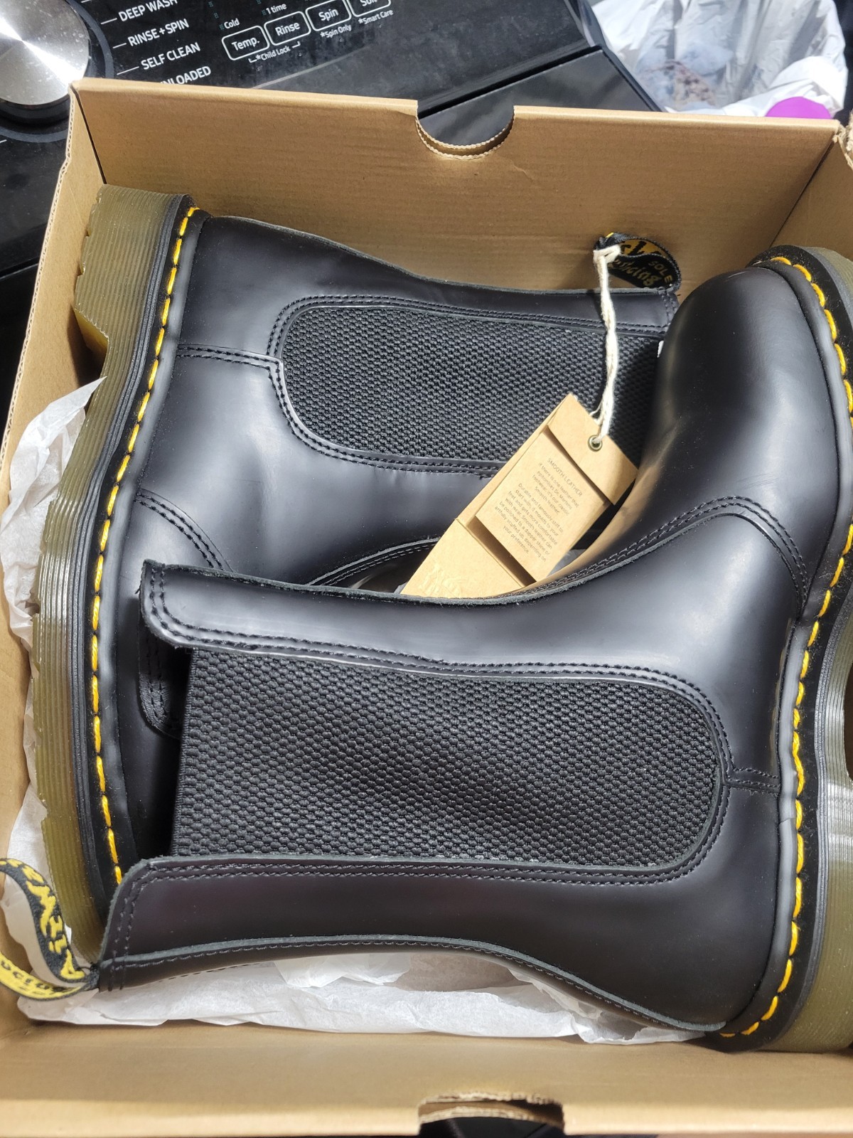 Dr. Martens 2976 Quad Platform Chelsea Boots Smooth Black Leather Unisex M8/W9