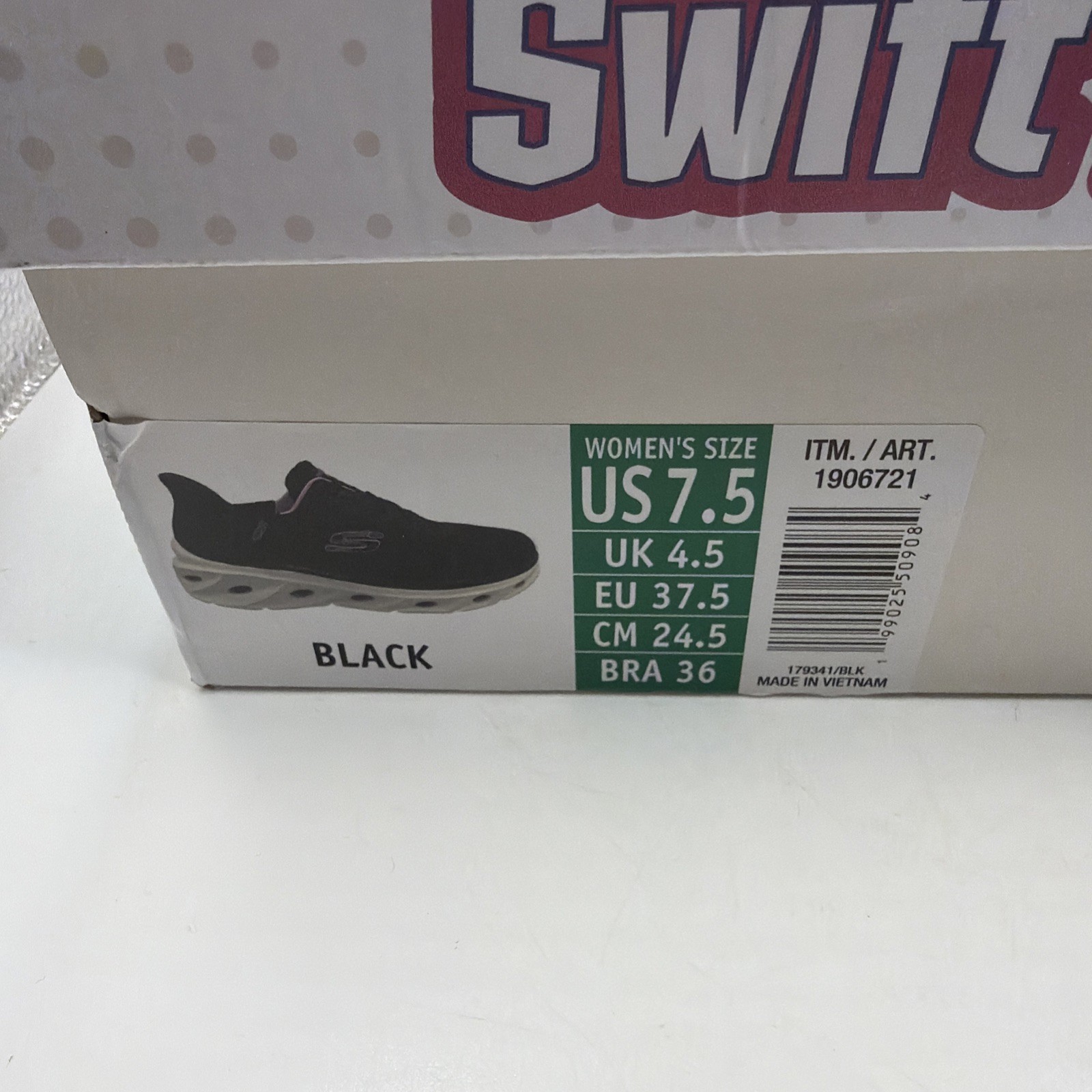 SKECHERS Hands Free Swift Fit Mesh Sneakers Black Pink Lace Up. Size 7.5