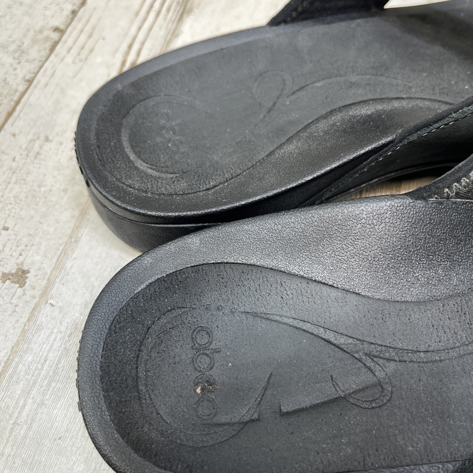 Abeo Balboa W400 Sandals Flip Flops Thongs Women’s Sz 8.5N Leather/Textile Black