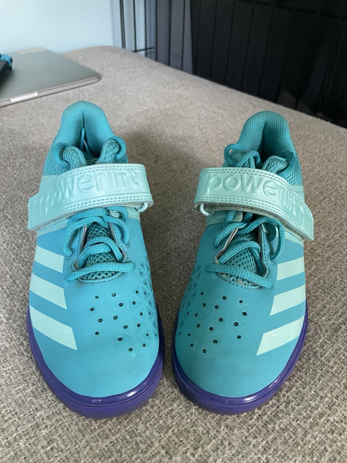 adidas Powerlift Weightlifting Women’s Shoes Size 5.5 Teal Purple