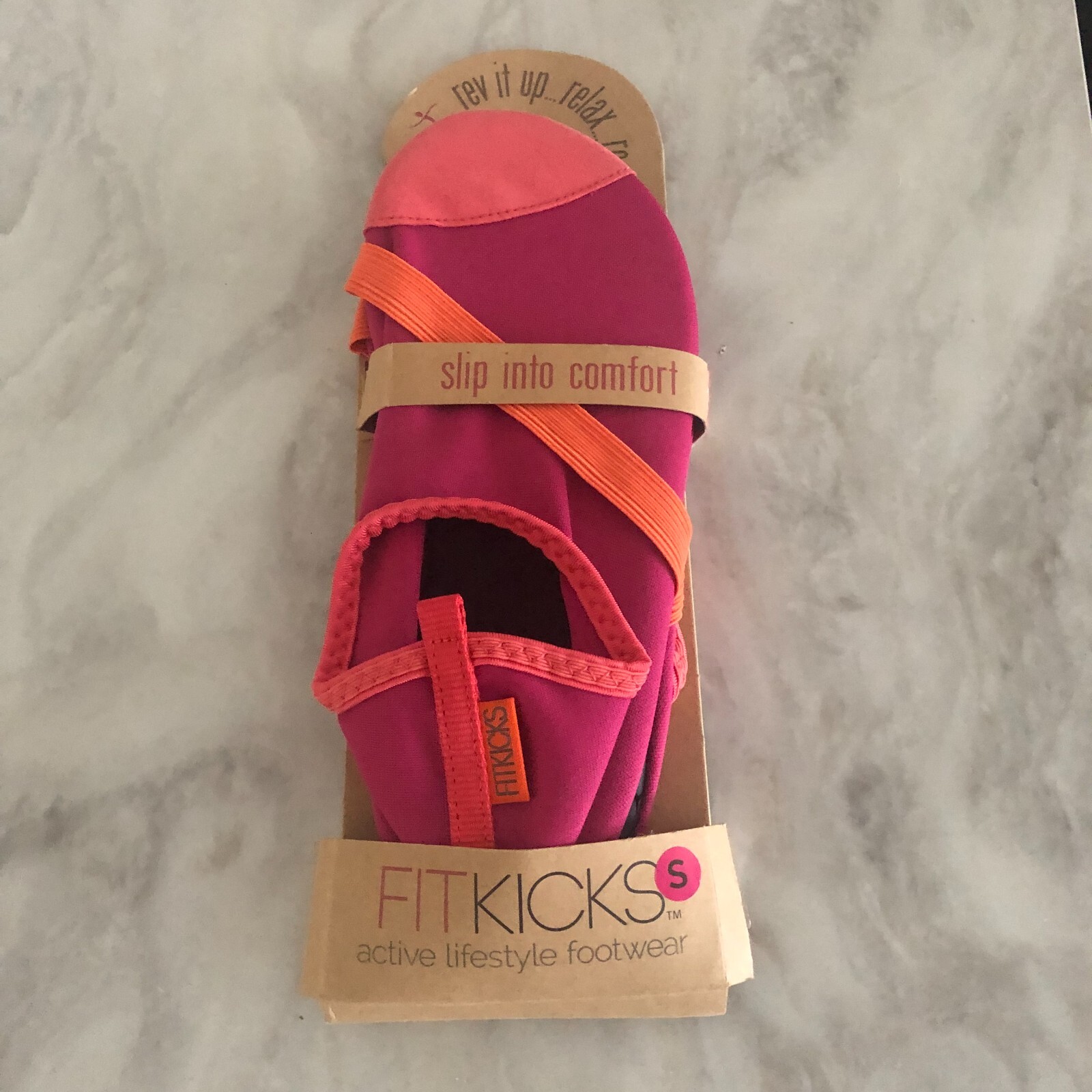 FITKICKS Women’s Active Footwear Slip into Comfort Shoes – PINK/ORANGE SIZE: S