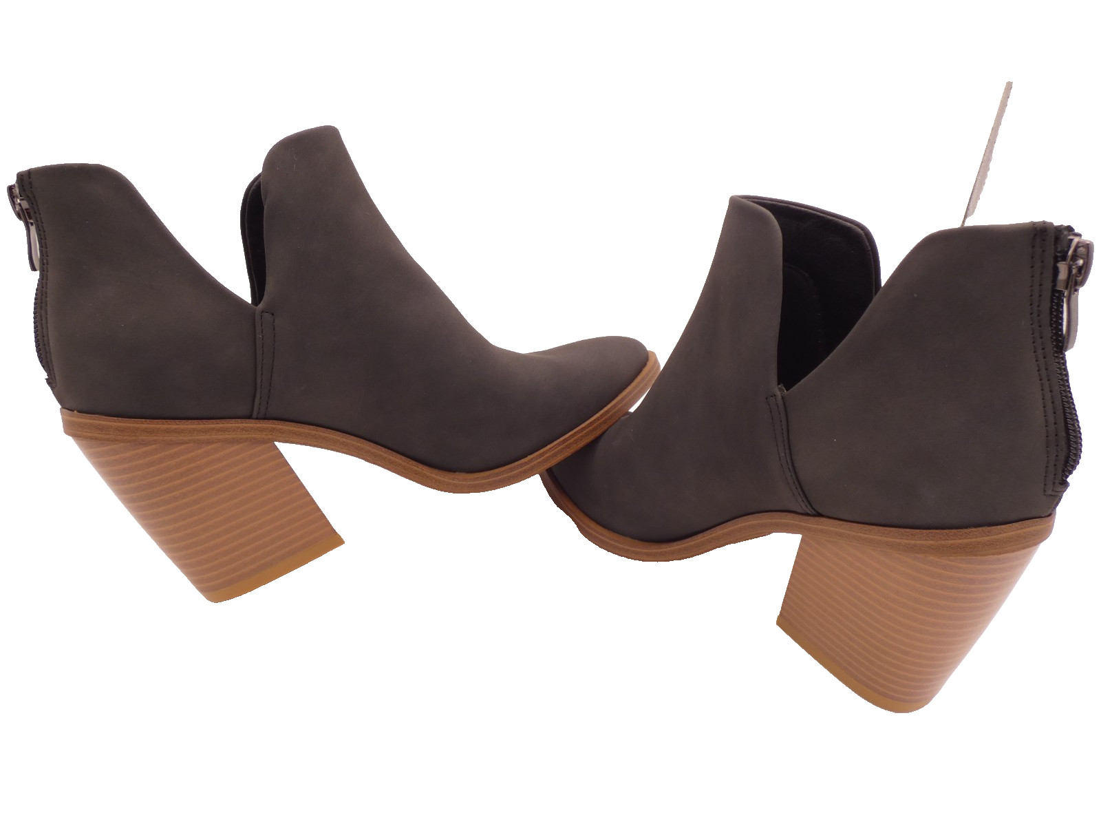 Mysoft Women’s Ankle Boots Slip on Pointed Toe Chunky Stacked Mid Heel 7.5 Gray