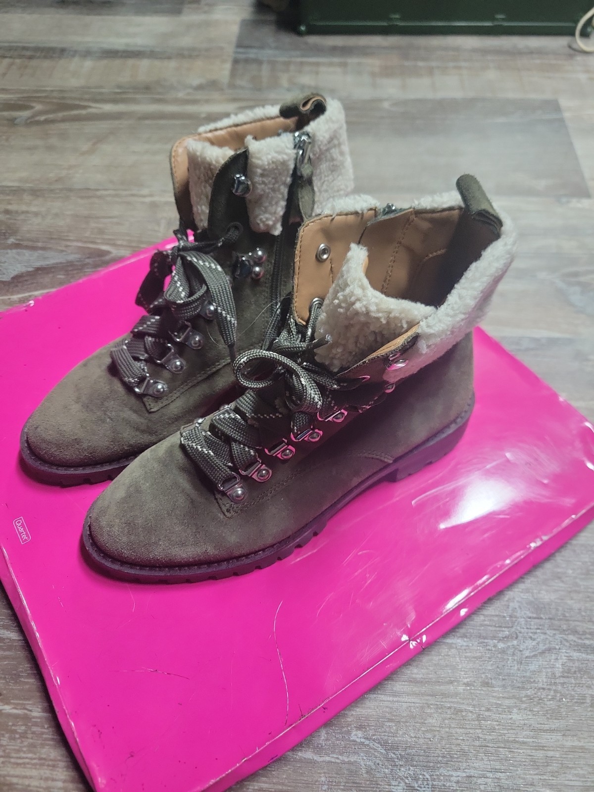 W..6.. M ..Rebecca Minkoff Jaylin Olive Green Suede Lace-Up Combat Hiking Boots