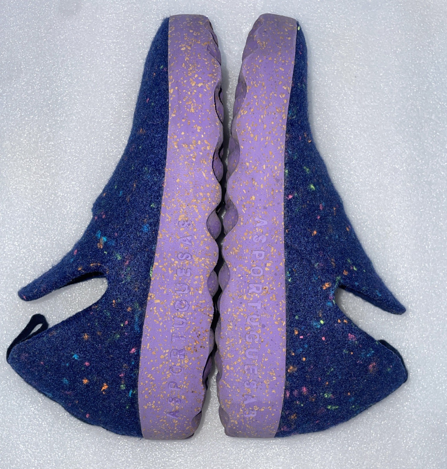 Asportuguesas Slip On City Shoes Wool Felt 39 NAVY Purple LED EUC