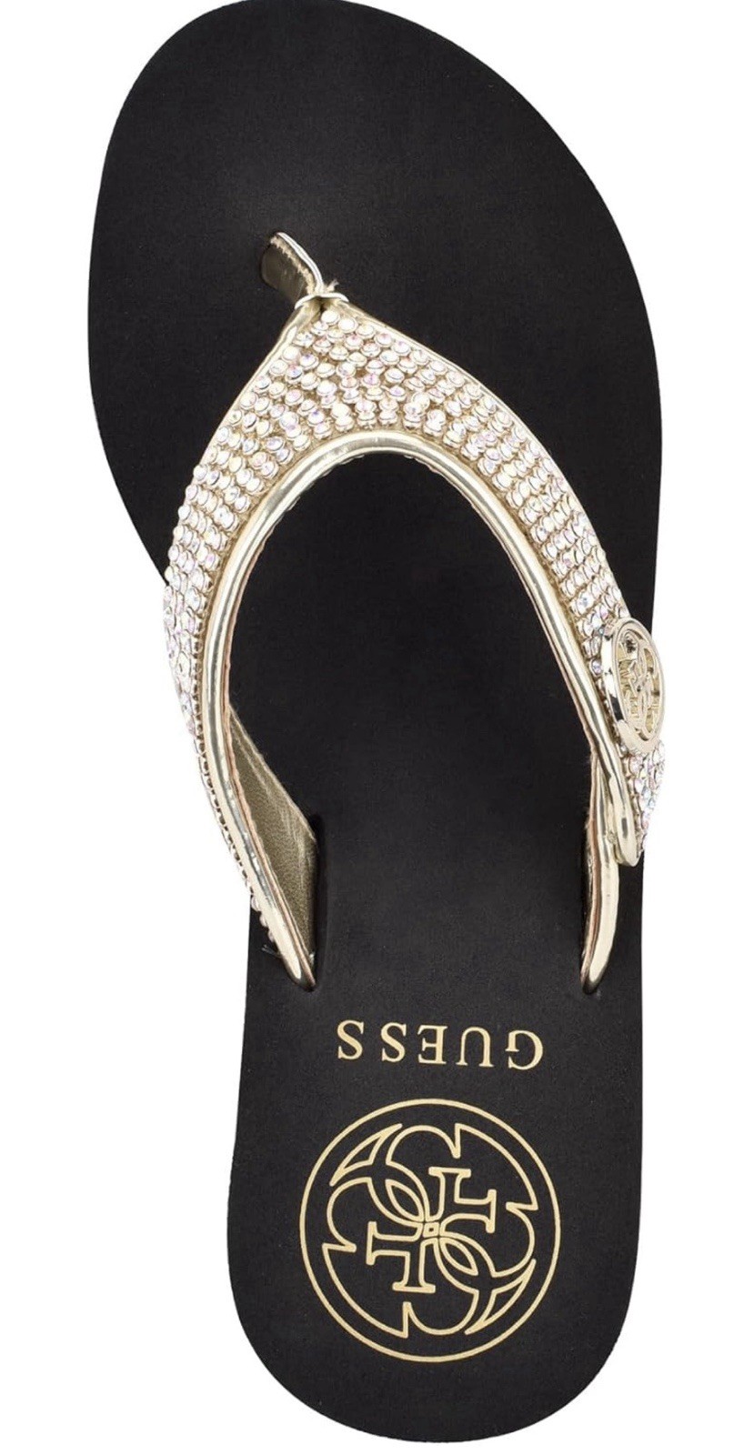 GUESS Women’s Gwsarraly ~ 3″ EVA wedge heel ~ Black/Gold ~ Size 10