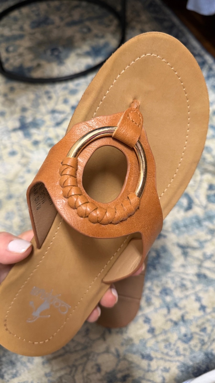 Corkys Ring My Bell Women’s Tan Thong Sandals in Cognac Sz 6