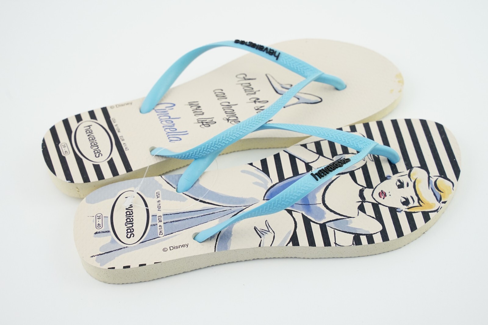 Cinderella Disney NWT! Havaianas Beige/Baby Sky Blue USA 9/10W 8M Sandals 41/42!
