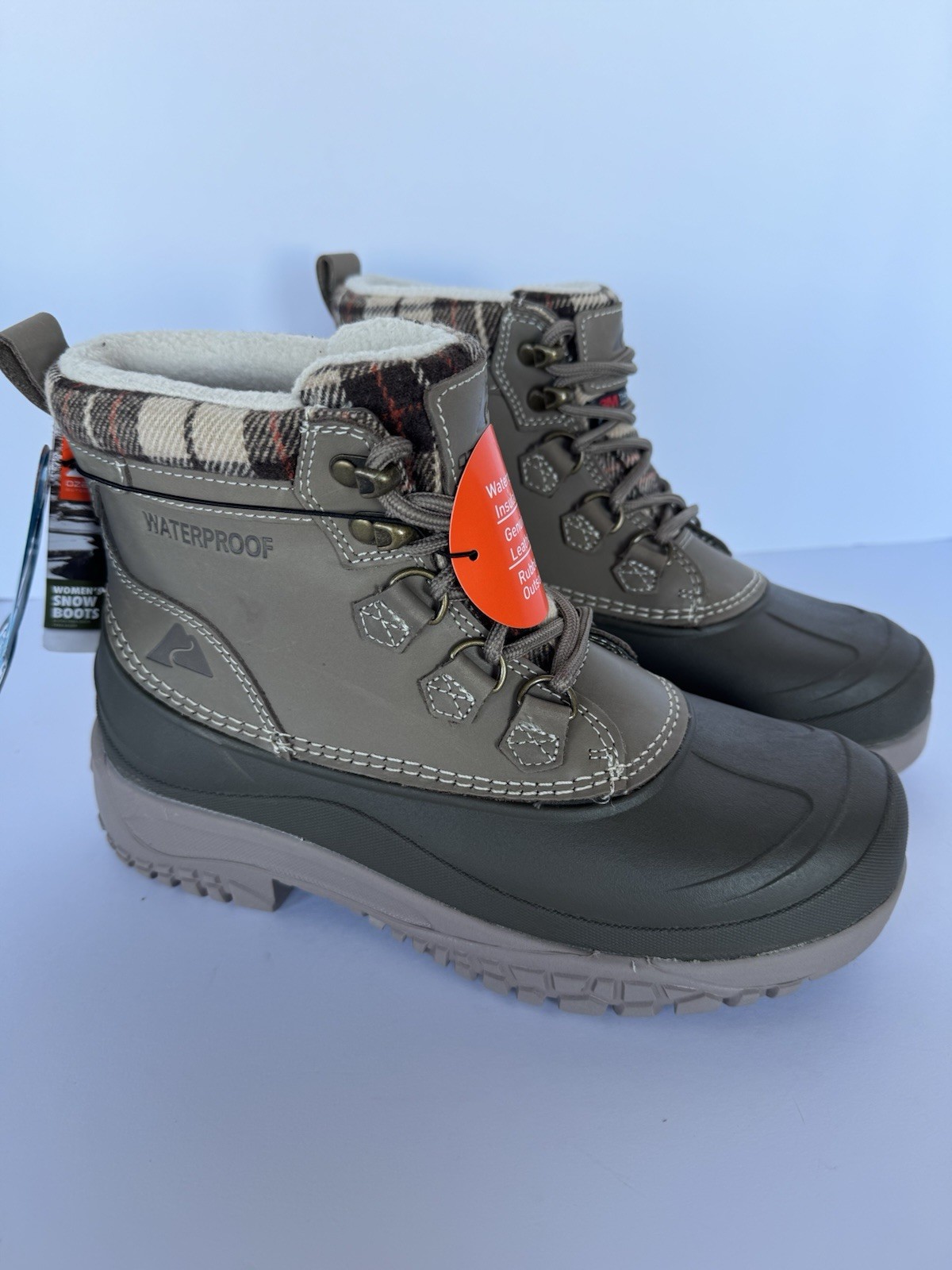 OZARK TRAIL WOMEN’S SNOW BOOTS, 8M, WATERPROOF, 3M THINSULATE, LEATHER, NEW