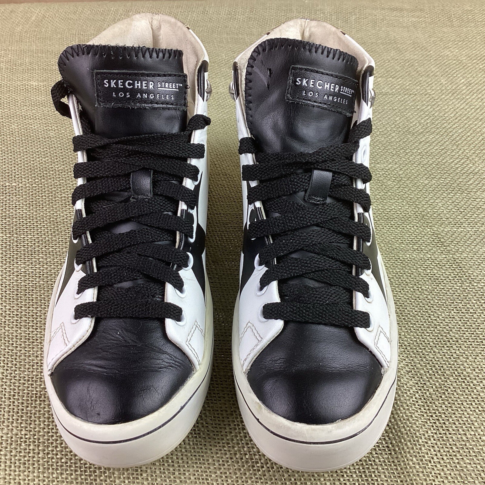 SKECHERS STREET Los Angeles AIR COOLED Sneakers Size 5.5 Leather High Top Stars