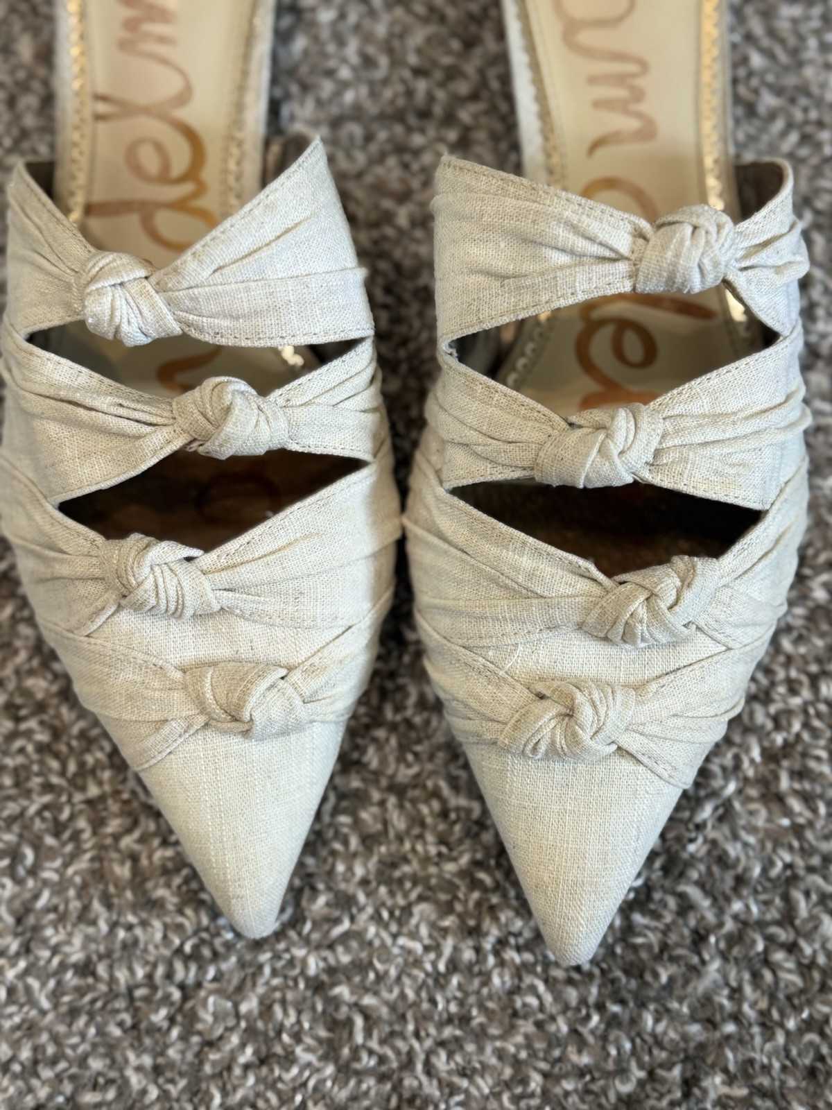 Sam Edelman Shanti Flats Mules Natural Size 9.5 Knotted Slip On Casual