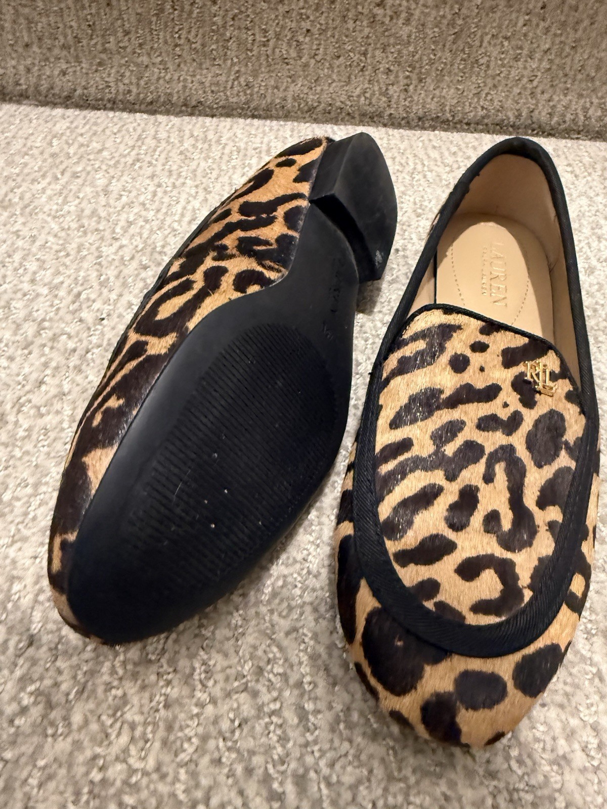 Lauren Ralph Lauren Clair III Leopard Print Calf Hair Loafers Flats Womens 7.5B
