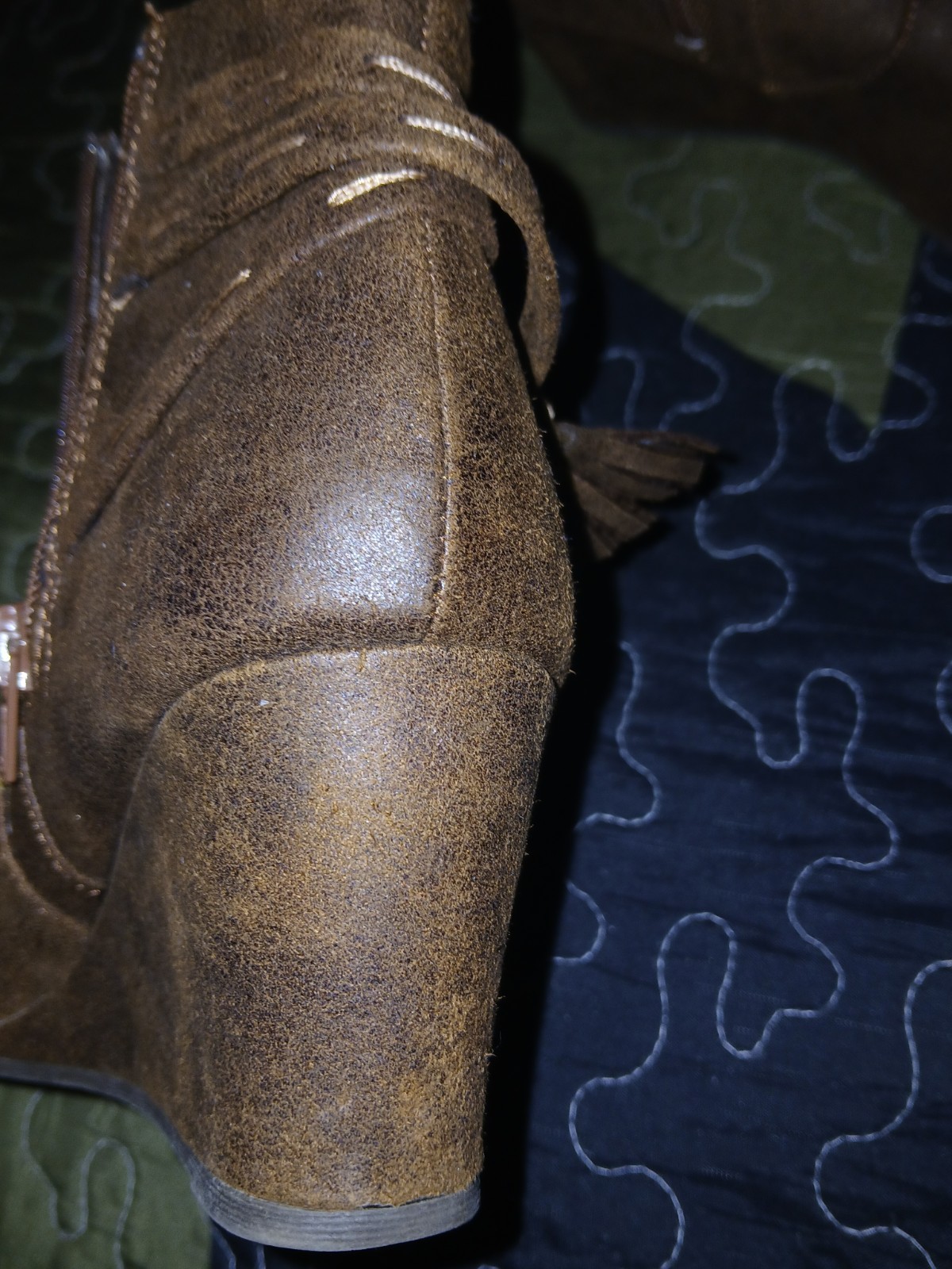 Sugar SGR-HIYA Brown Wedge Ankle Bootie Zip Tassel Comfort Lined Women 6