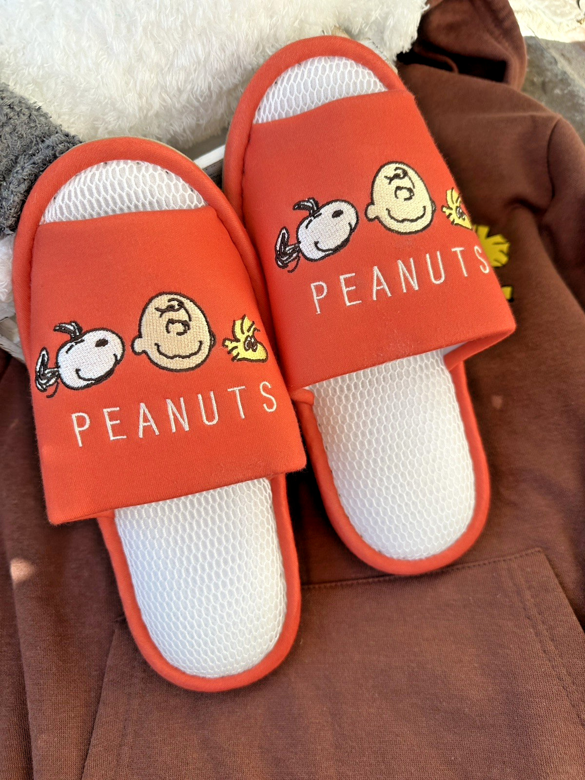 Peanuts Snoopy House Slippers Unisex M/L US 9-10 Cozy Indoor Shoes Japan
