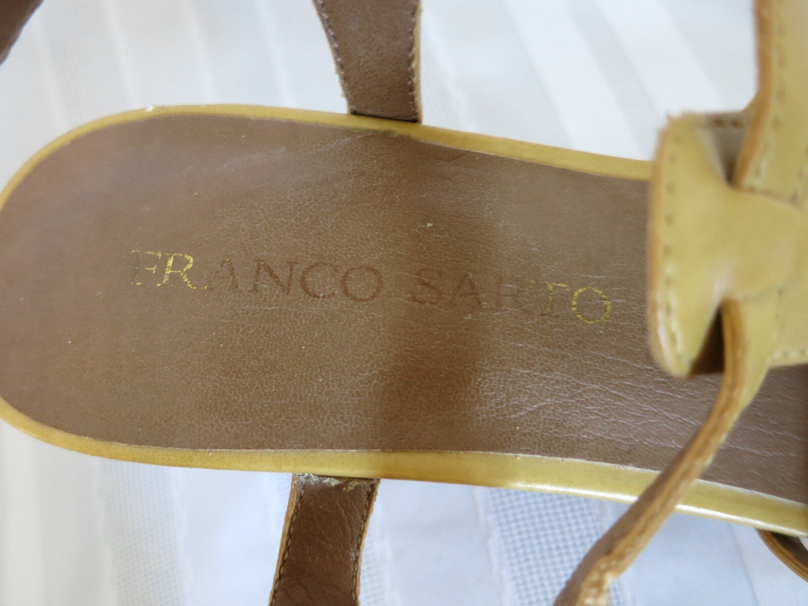 Franco Sarto Size 8 Greece 3.25″ Heel Buckle Platform Sandals Mustard Yellow