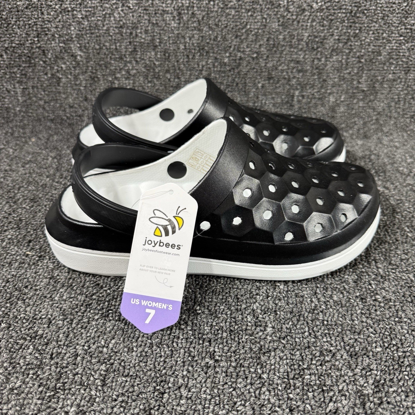 Joybees Varsity Clog Womens Black White Two Tone EVA Slip On Size 7