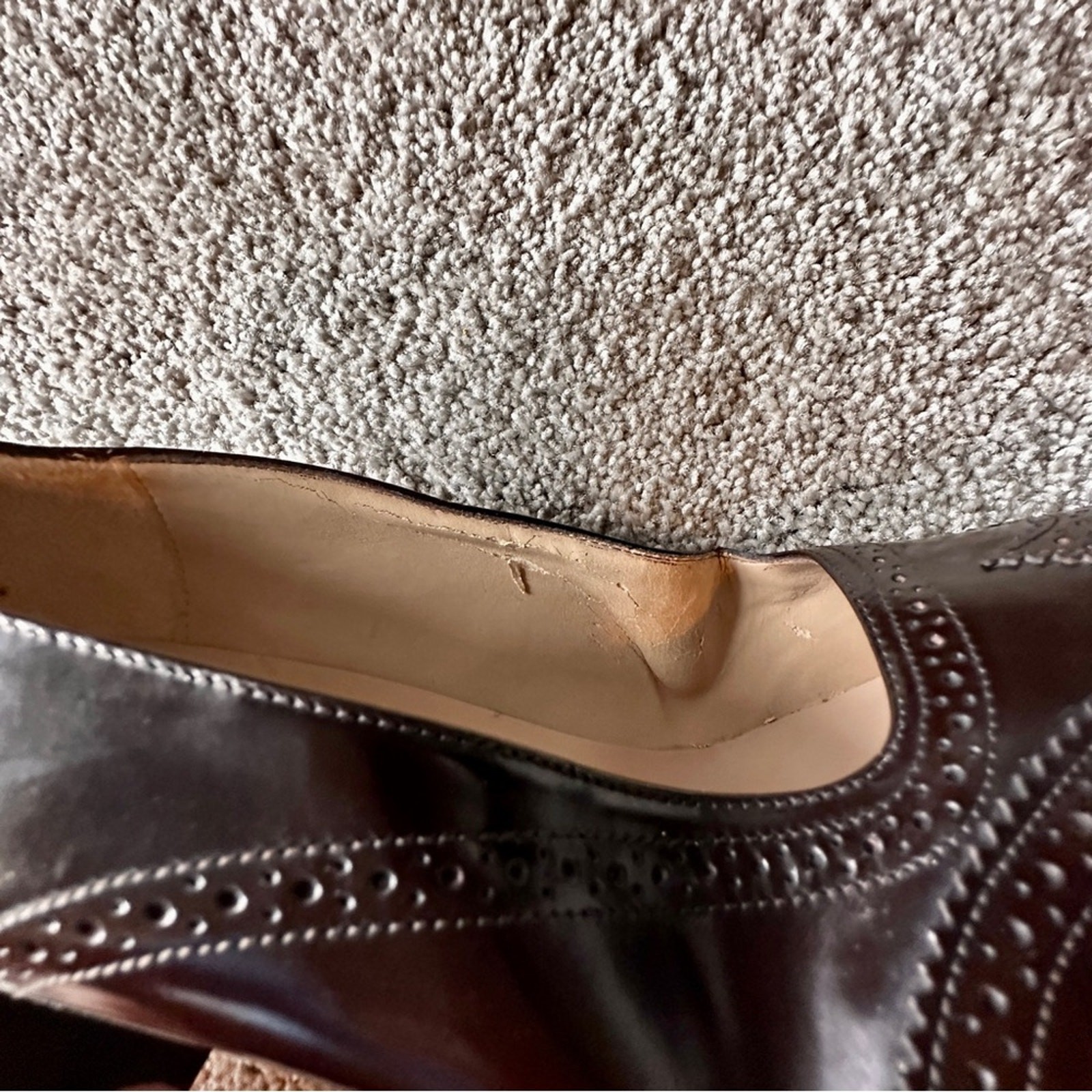 Never Worn Adrienne Vittadini WingTip Patent Leather Brown Block Heels, 8