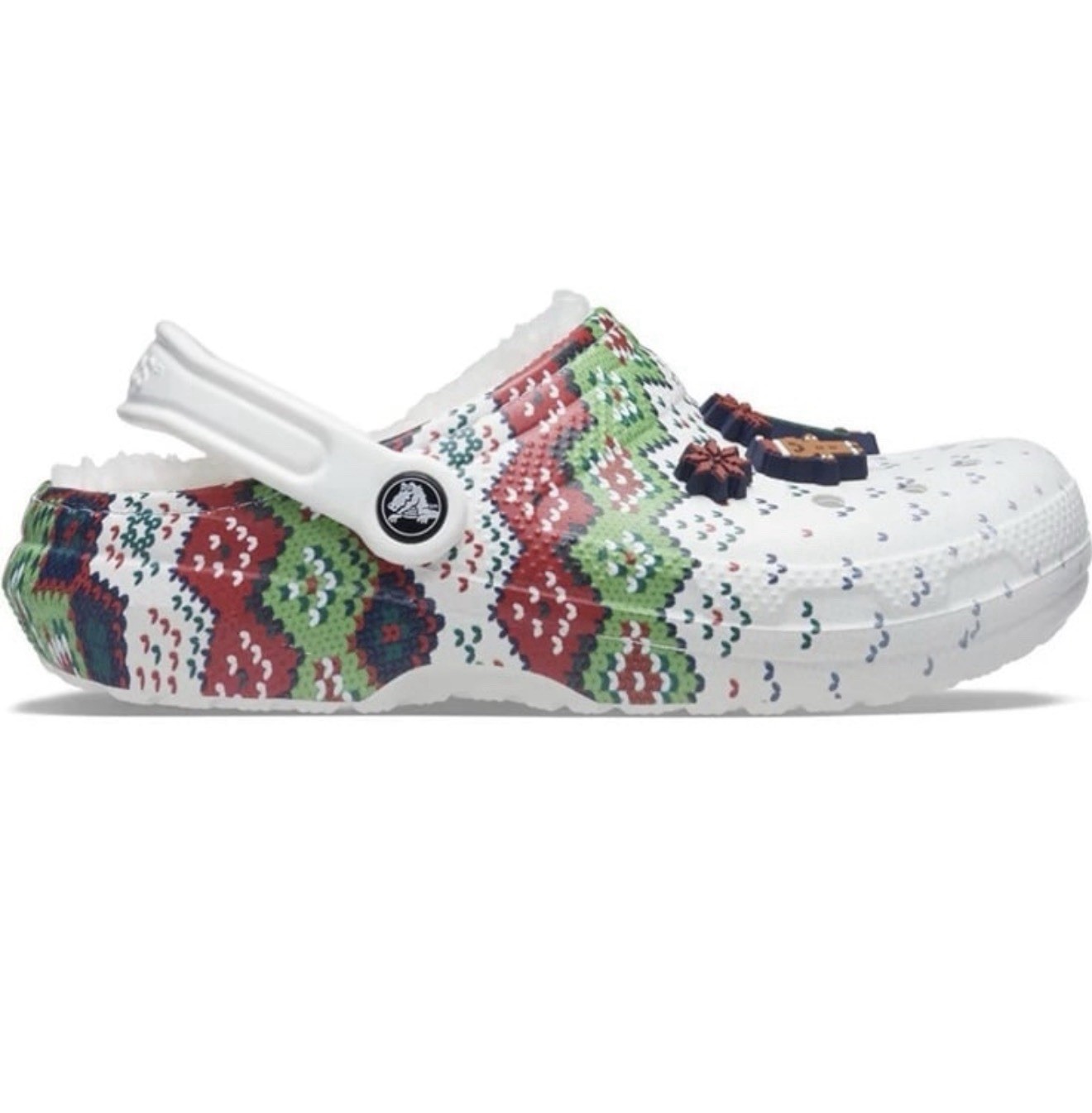 NWT Crocs Classic Lined Holiday Charm Clog White/Multi M5/W7 EU 37-38 207687