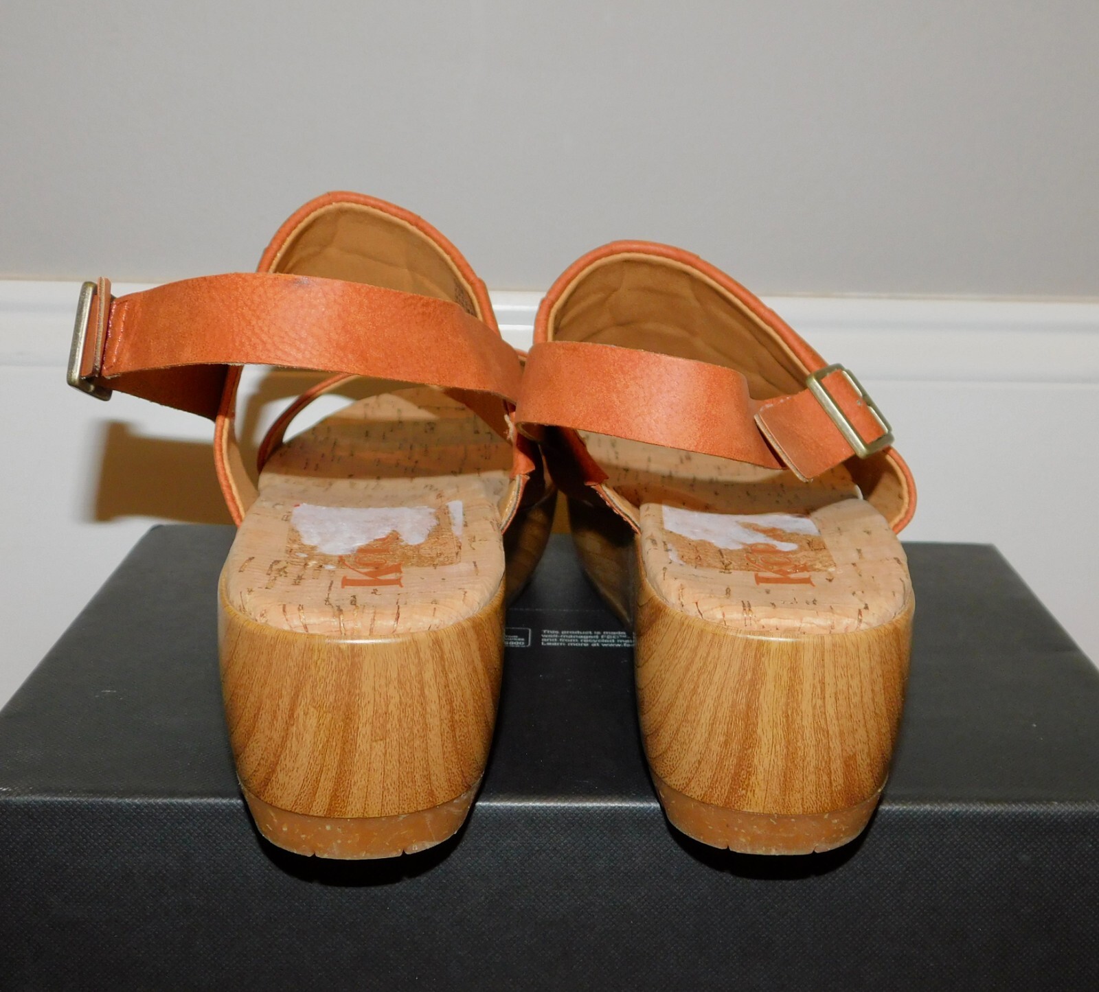 Korks Kork Ease Sz 9 Fraya Wedge Sandals Woven Platform Clog Shoes Orange NEW!