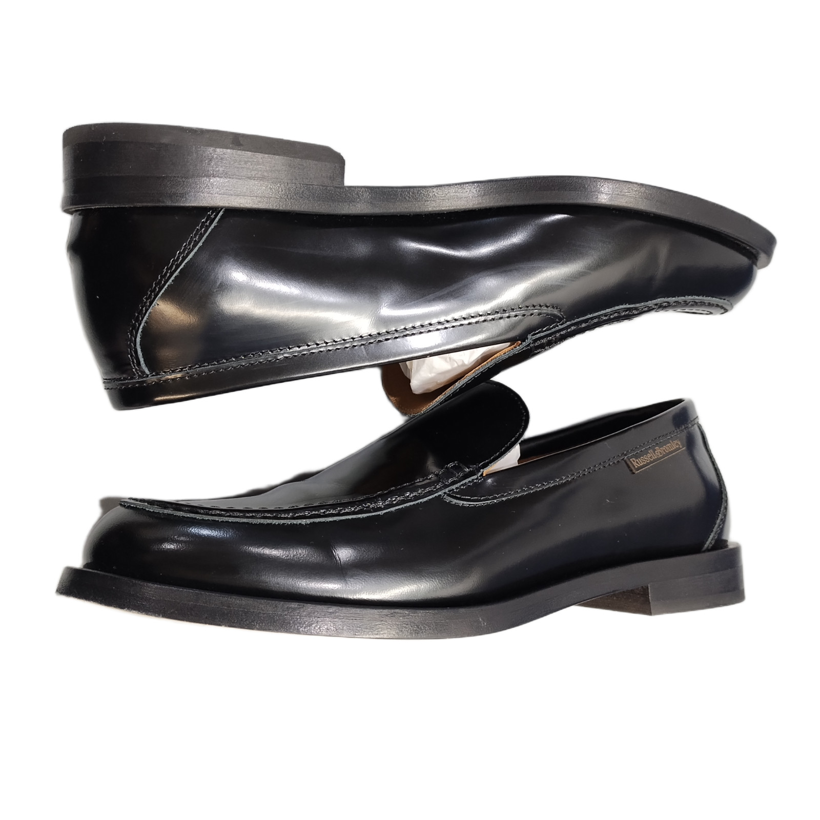 Russell & Bromley Dalston Clean Loafers Womens US Size 8.5 Black Leather Moc Toe