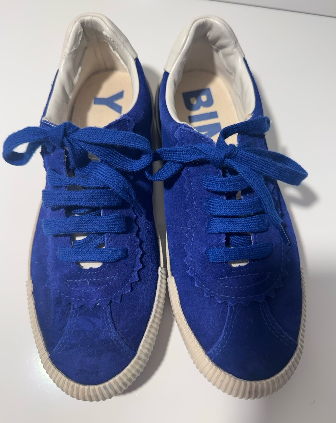 Bimba y Lola Blue Suede Sneakers With Scalloped Upper Women Size 40