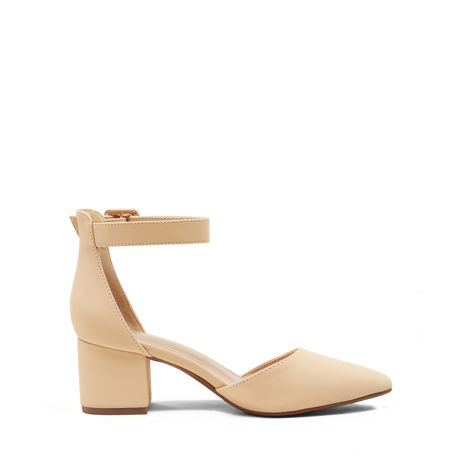 Women’s Timeless Pointed Toe Block Heel Wide-Size Pumps with Adjustable Strap