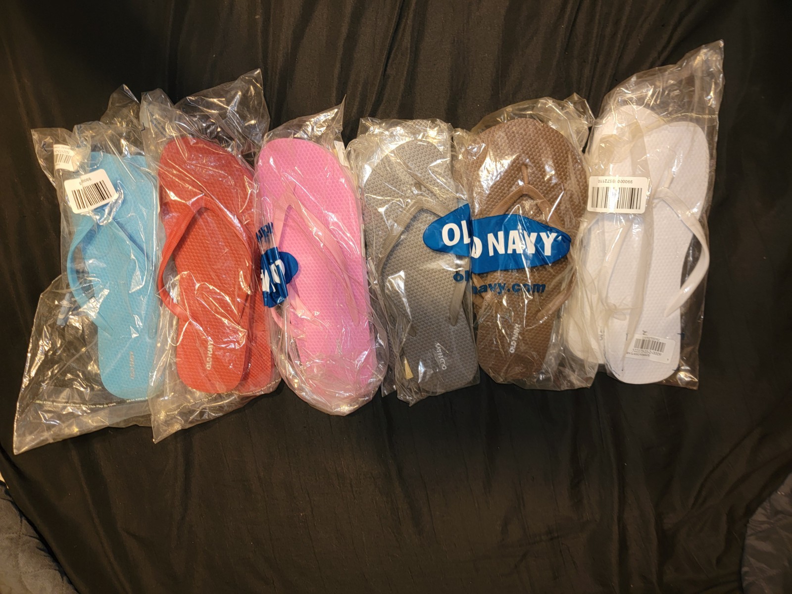 Lot 6 Old Navy Flip Flip Sandals Sz 9 Rose Pink Red Magnum Grey Black White Brwn