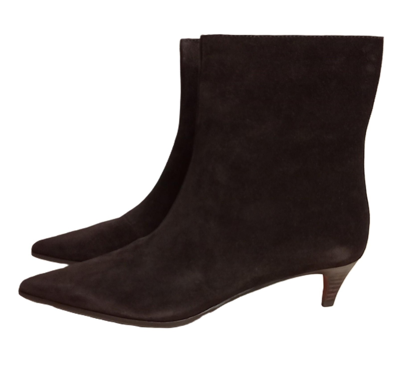 Madewell The Emilie Ankle Boots Suede Kitten Heel, Dark Brown, Size 9