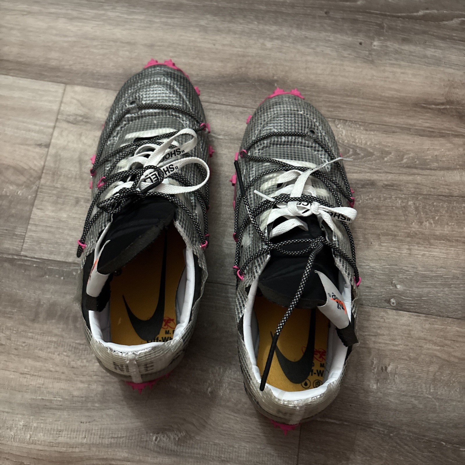 NIKE OFF-WHITE x WAFFLE RACER FUCHSIA Cd 8180 001 SIZE 15.5 Pre-owned