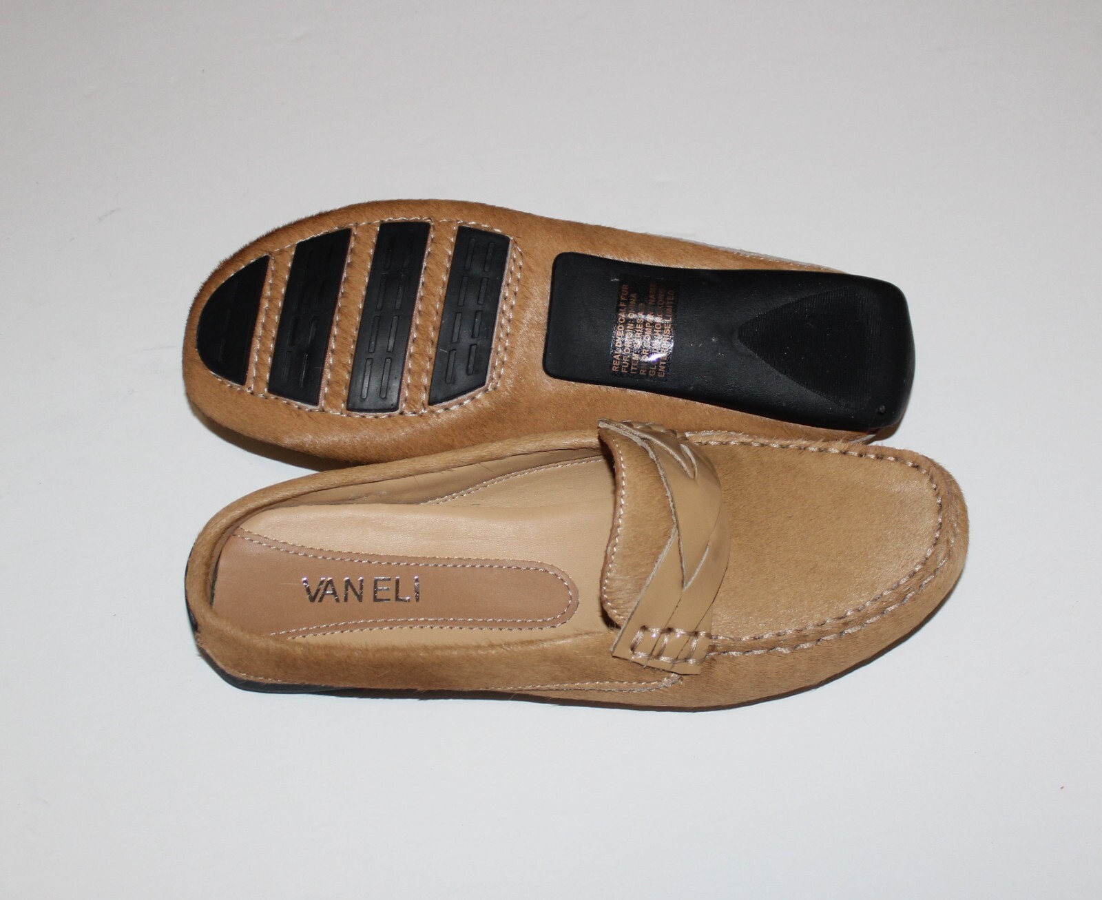 VANELI RADWAN CAMEL GENUINE CALF HAIR LOAFER US 6.5M