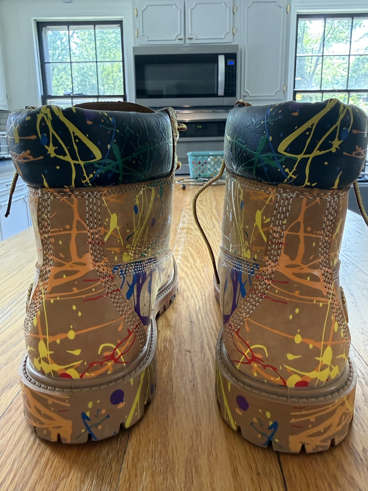 Timberland Heritage 6-Inch Boot Wheat Paint Splash Splatter Women’s Size 8