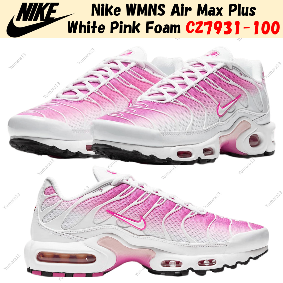 Nike WMNS Air Max Plus White Pink Foam CZ7931-100 Women’s Size