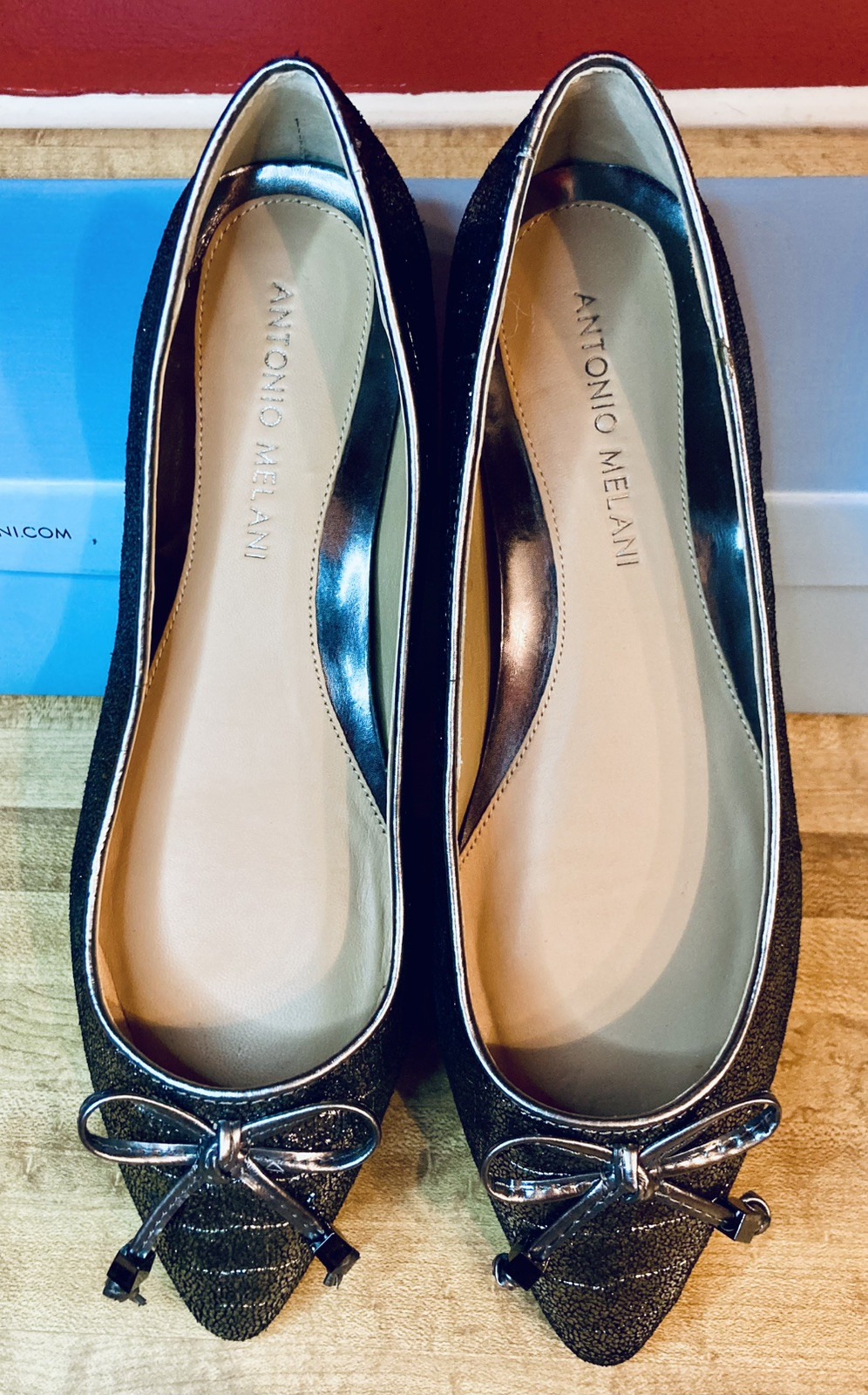 Antonio Melani Noah Flats Metallic Black/Galaxy Size 7.5 New