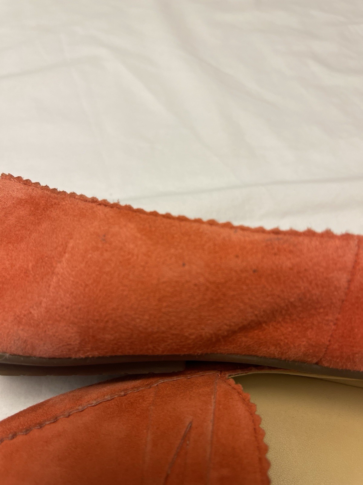 Talbots Francesca Suede Driving Flats Moccasins 7.5 Coral Tangerine