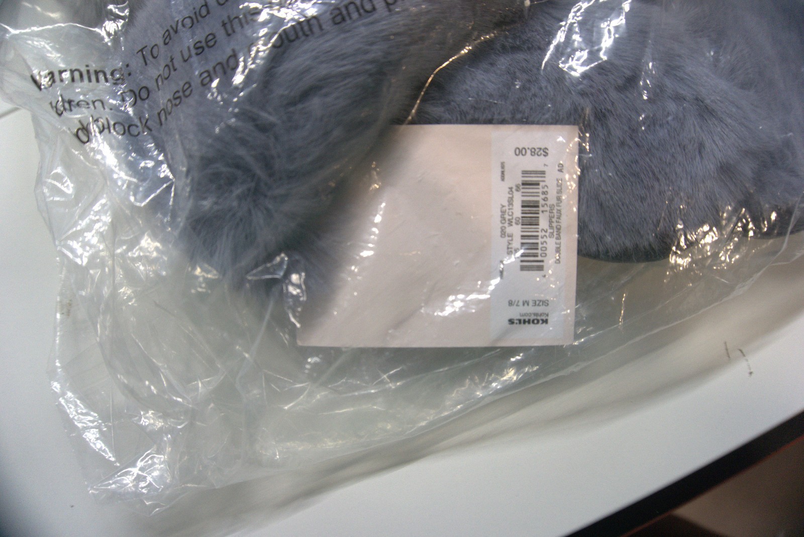 Lot of 4 – LC Lauren Conrad Double Band Faux Fur Slide Slippers Gray M 7/8