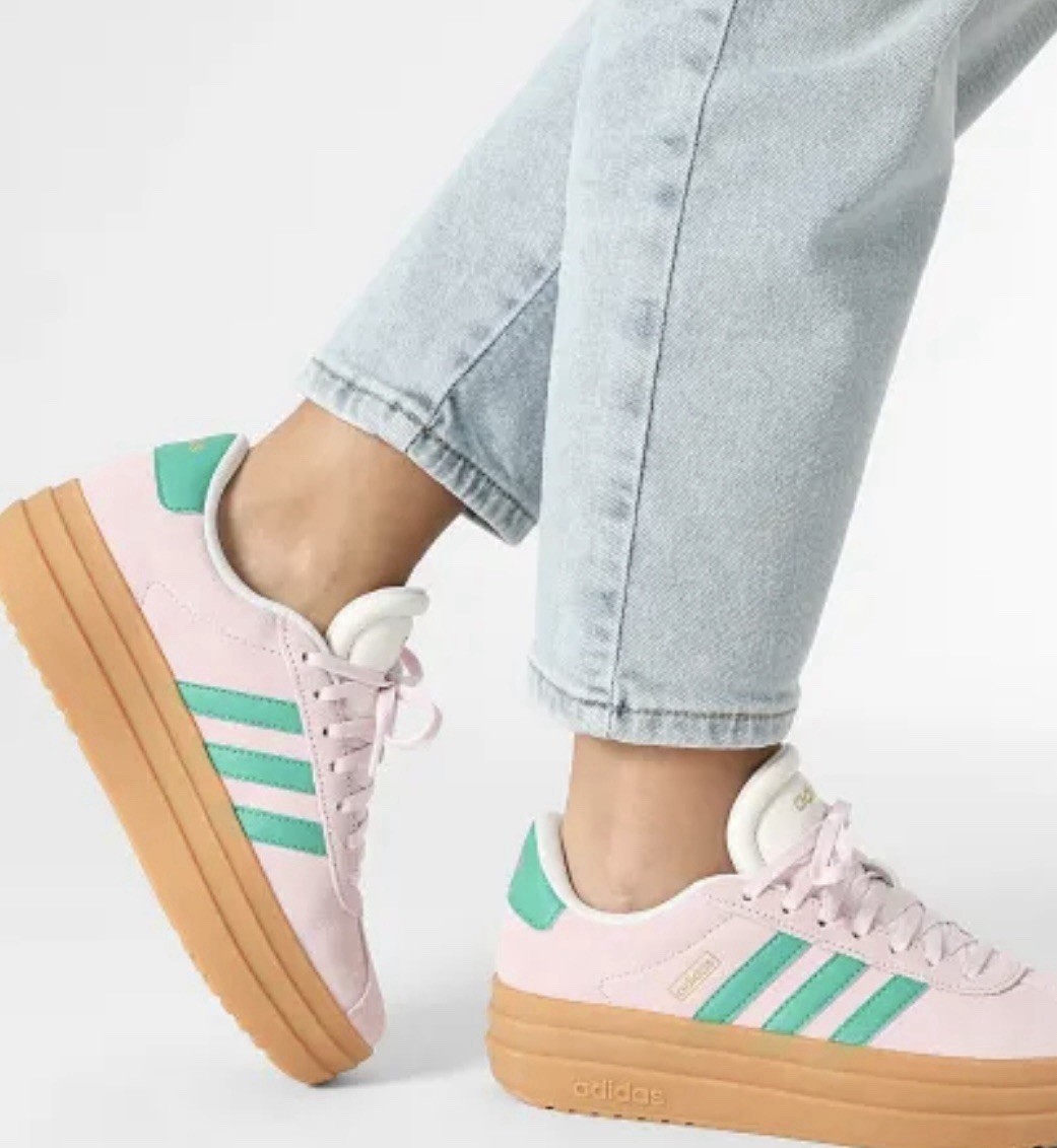 Adidas Women’s Size 8 VL Court Bold Clear Pink Green Platform Sneaker NEW JP6916