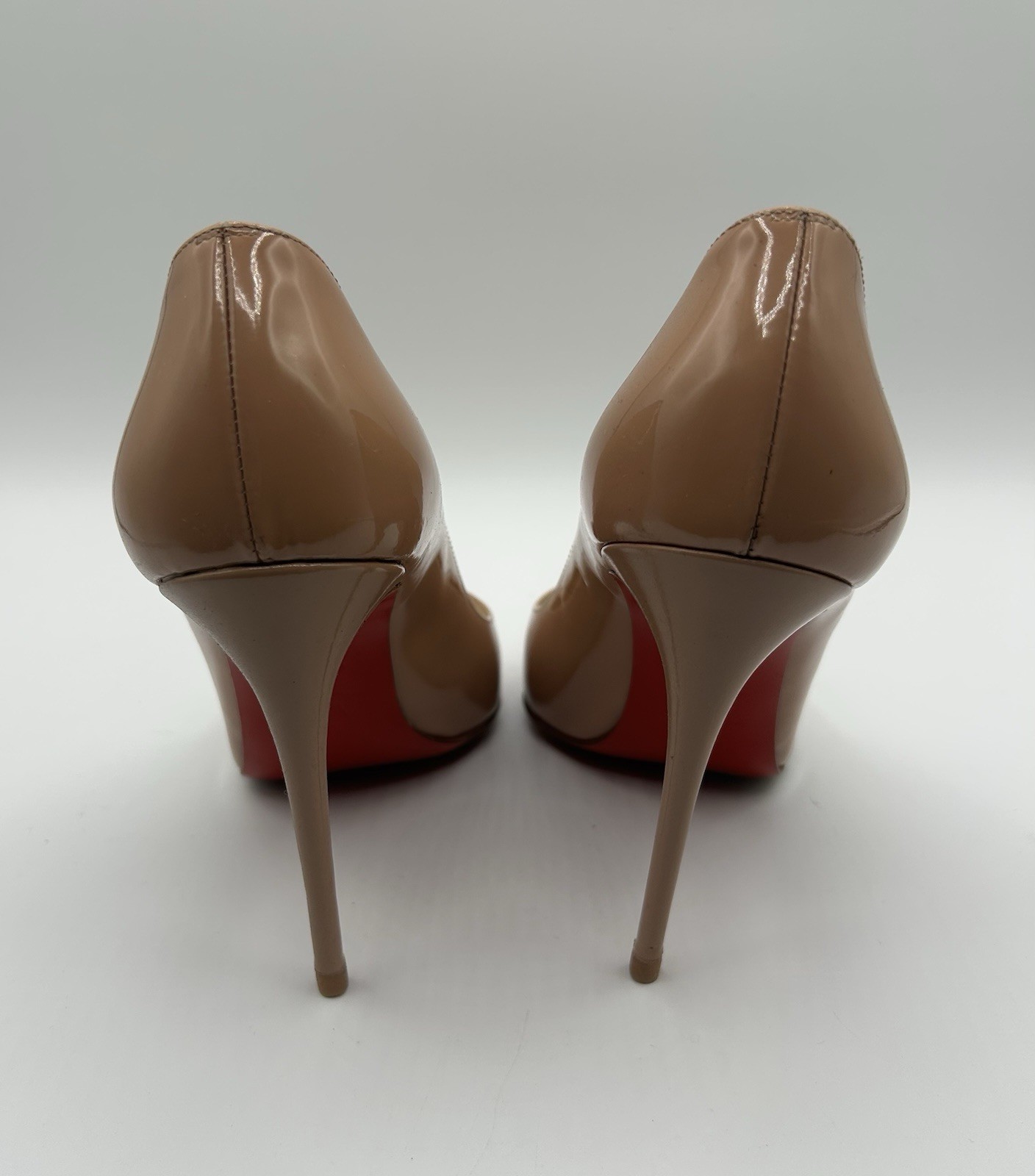 Christian Louboutin Pigalle Follies 100 Heels Pumps Nude Patent Leather 38, 8