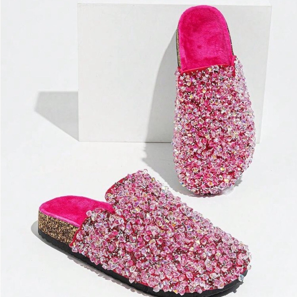 Fall/Winter New Sequin Beach Slippers,Vacation Sandals Slip on NEW Size 9