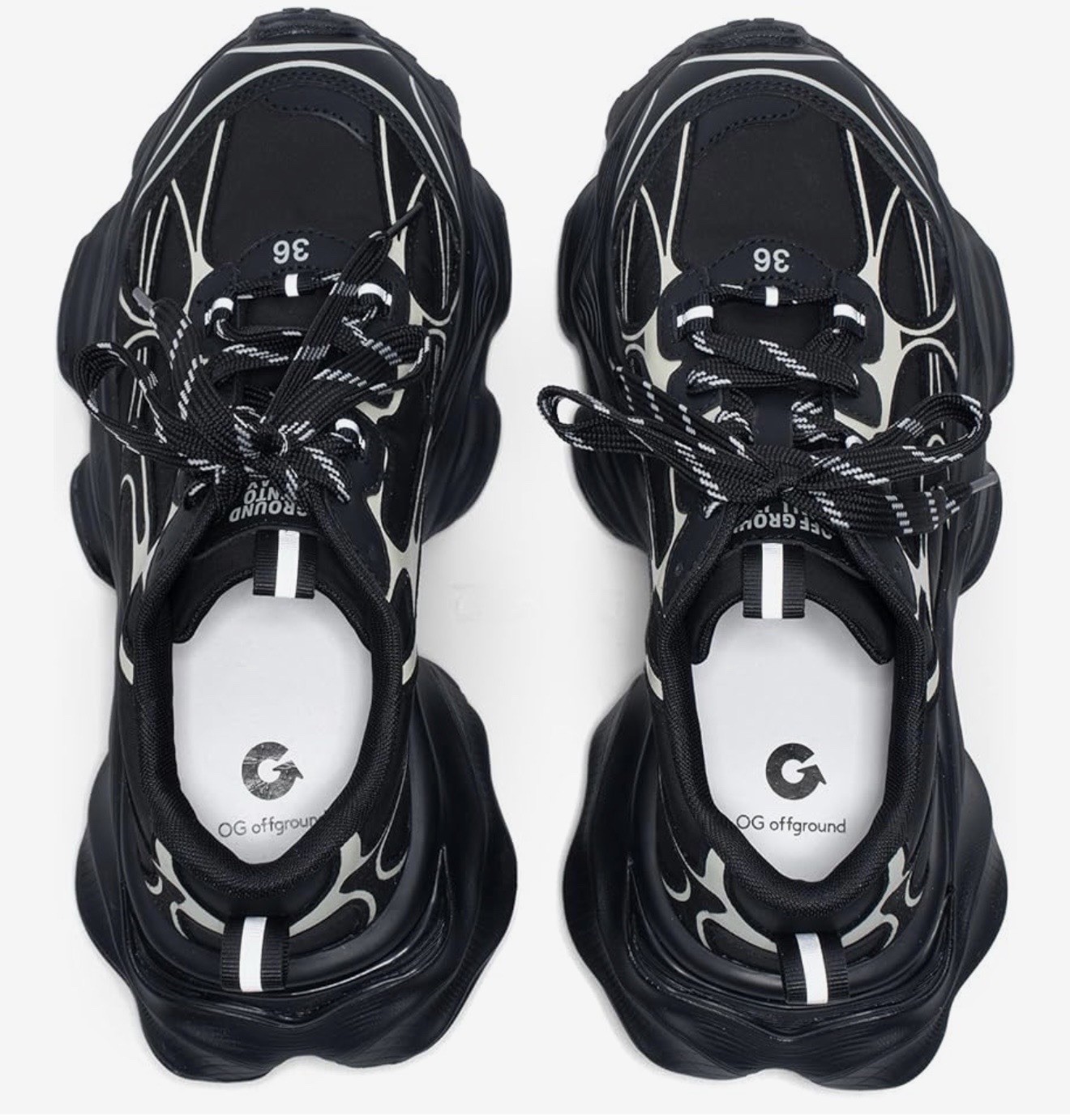 OG offground RE GALAXY Black Sneakers Mesh Comfort Striped Laces Reflective Logo