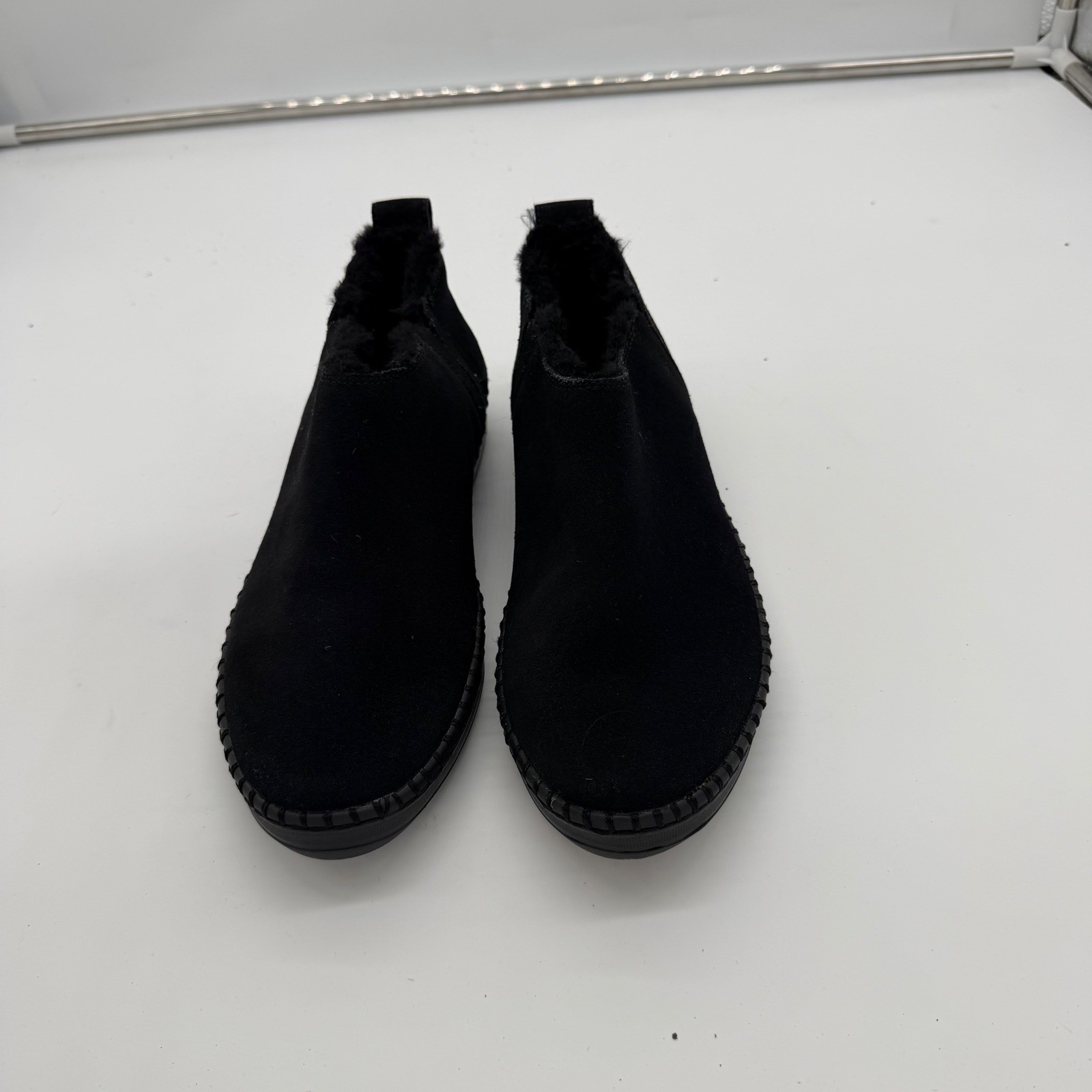 Skechers On-The-GO Joy Black Faux Fur Lined Slip On Ankle Boots Goga Mat